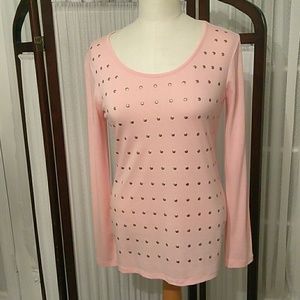 Peach w gold studs long sleeve shirt